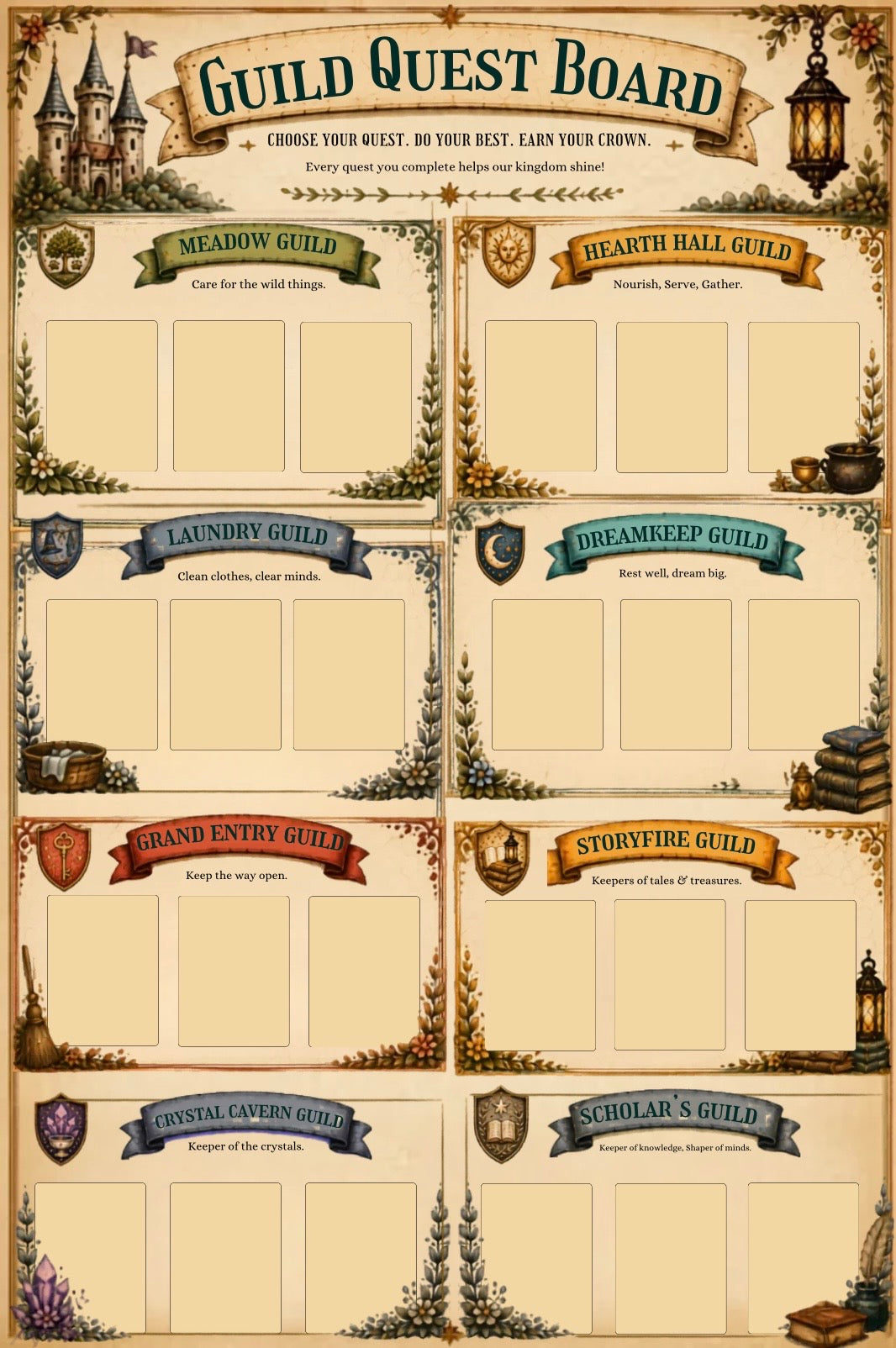 Adventure Quest  D&D inspired Chore Cards for kids
